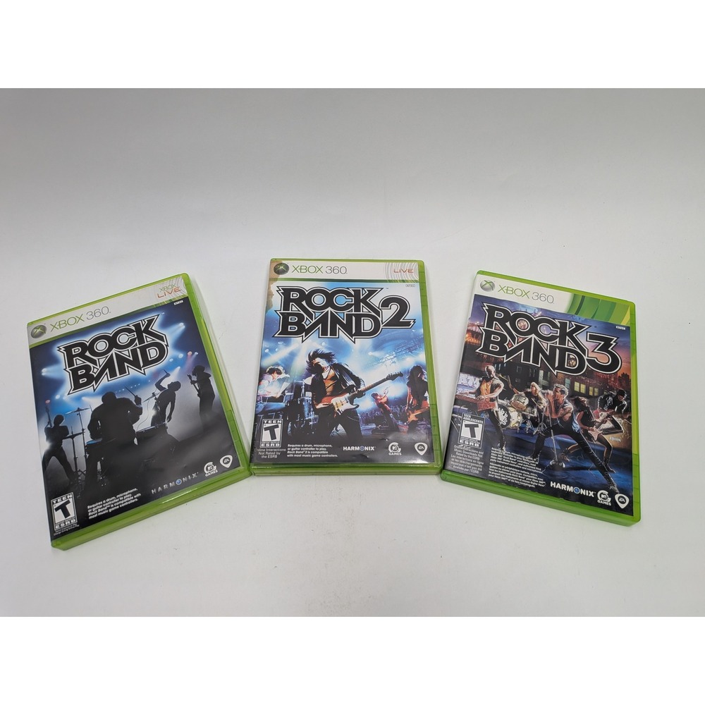 Rock Band 1 2 3 Trilogy Bundle Xbox 360 Music Rhythm Game Lot Harmonix EA